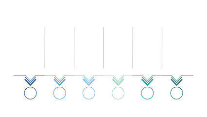 Blank company milestone timeline infographic template as vector with 6 options can be used for progress, diagram, annual report, web design. Business concept.