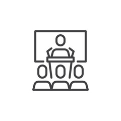 Business conference line icon