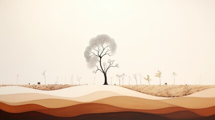 Seeds of Change: Minimalist artwork portraying the transformation from barren land to flourishing regenerative farmland | generative ai - obrazy, fototapety, plakaty