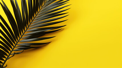Fototapeta premium Illustrations palm leaf on yellow background