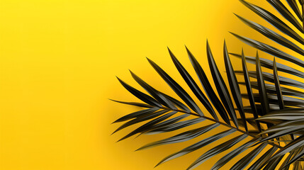 Illustrations palm leaf on yellow background