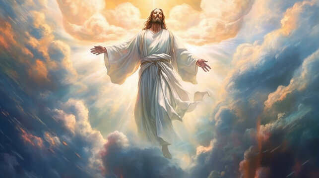 Image of Jesus Christ in heaven , Created with Generative Ai Technology