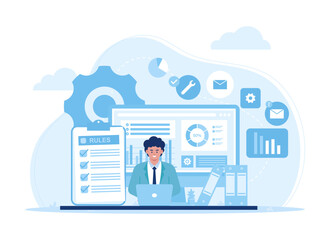 Abstract work by the rules concept trending flat illustration