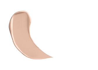 Soft Beige BB Cream cosmetic swipe smear smudge isolated on white background. soft beige color brush stroke close up. Makeup cream texture background