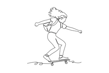 Continuous one line drawing Back to school concept. Single line draw design vector graphic illustration.