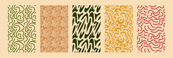 Set with abstract seamless autumn patterns