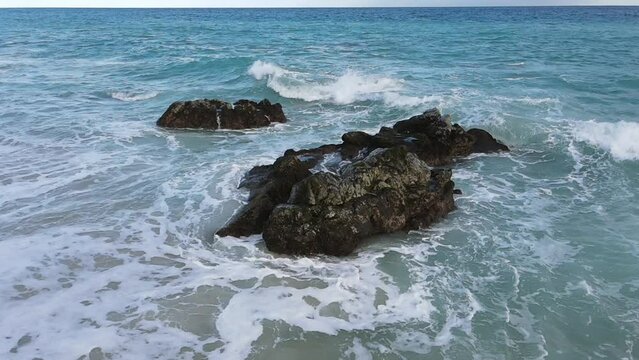 Aerial ocean rocks and coastal beach view in Cabo - HD