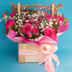 a beautiful bouquet of pink roses. Bouquet for birthday, wedding, Valentine's day