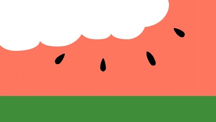 スイカを食べるかわいいイラスト