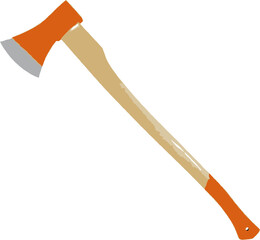 The wooden handle axe is red.