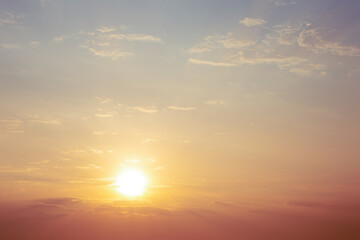 Beautiful sunset landscape in evening skies with cloud scape. nature background.
