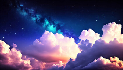 blue sky and stars fantasy clouds background