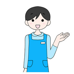 エプロン姿の男性のイラスト　主夫	