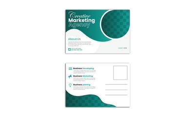  corporate Postcard Design vector. creative Modern business postcard design template with green and white