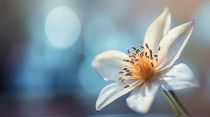 Beautiful white flower on bokeh background. Soft focus.