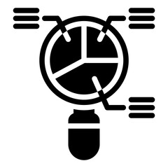 Search analytics icon in solid style, use for website mobile app presentation