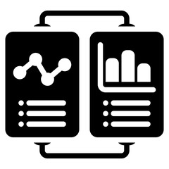 Compare data icon in solid style, use for website mobile app presentation