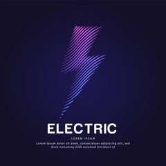 Vector logo Lightning color silhouette on a dark background. Electric power Vector logotype illustration. Flash bolt  logo vector template suitable for organization, company or community. EPS 10