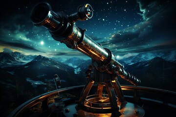 An astronomers telescope in a high-tech observatory - obrazy, fototapety, plakaty