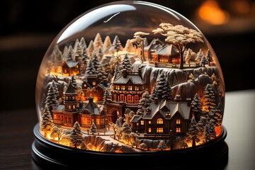 Burning snow globe a winter wonderland - obrazy, fototapety, plakaty