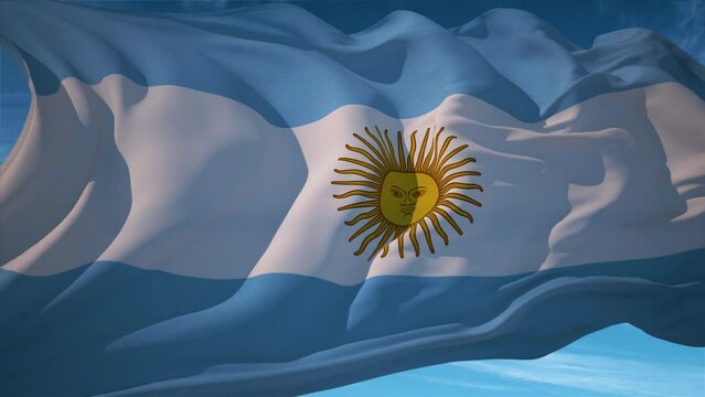 Waving flag loop. National flag of Argentina