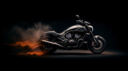 Fototapeta na wymiar Black motorcycle detail on a dark background
