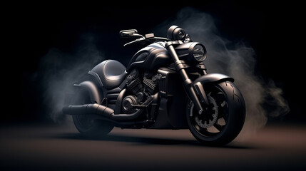 Fototapeta na wymiar Black motorcycle detail on a dark background