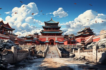 The traditional architecture of Beijing pop art - obrazy, fototapety, plakaty