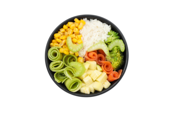 PNG, Concept of lunch, paper bowl with food, isolated on white background