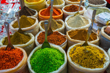 Sale of spices in the markets of India
