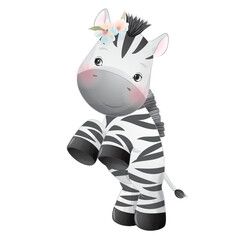 Obraz na płótnie Canvas Cute zebra poses watercolor illustration