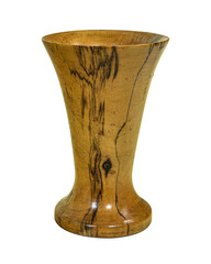 Wood Vase Decorative Trumpet style isolated on a transparent background. PNG image Craft artwork, for Merchandise Crafting and Graphics.