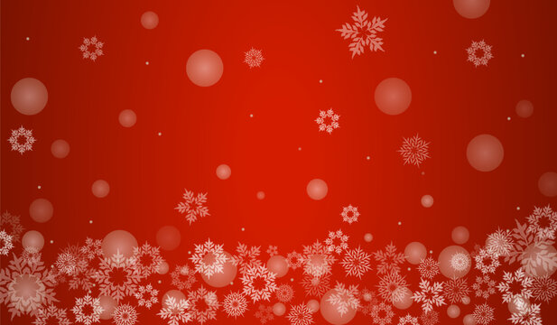雪とライトでキラキラした赤いクリスマスのベクター背景画像