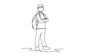 Continuous one line drawing Back to school concept. Single line draw design vector graphic illustration.