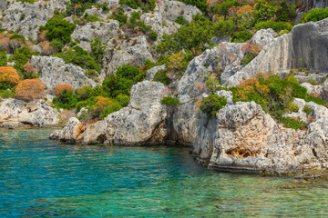  antique flooded city of Kekovo. Turkey