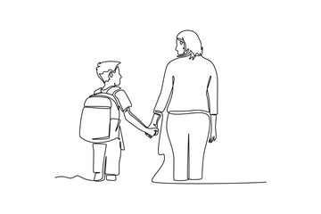 Continuous one line drawing Back to school concept. Single line draw design vector graphic illustration.