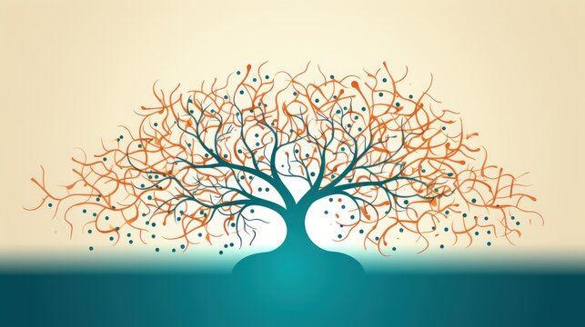 Rooted Compassion: A minimalistic artwork featuring a tree with interconnected roots, symbolizing the nurturing and caring nature of social responsibility | generative ai