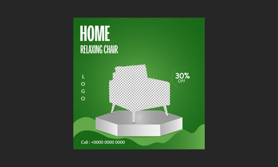 Furniture social media post design in gradient background.
