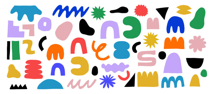 Set of abstract forms illustration, wobble blob shape organic, liquid form