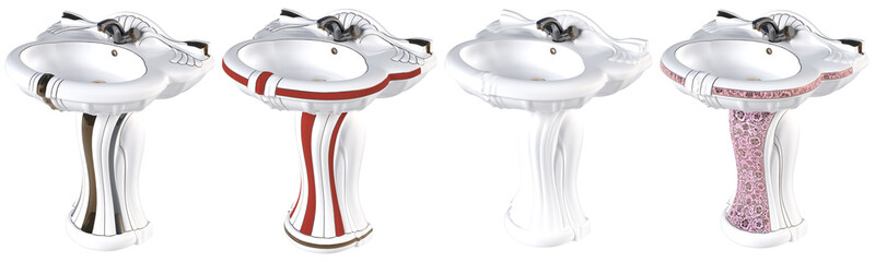 Obraz premium Washbasin isolated on white background, sink, 3D illustration, cg render 