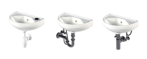 Washbasin isolated on white background, sink, 3D illustration, cg render
