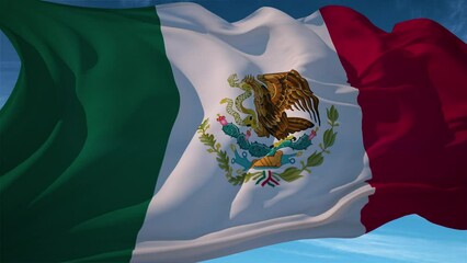 Waving flag loop. National flag of Mexico