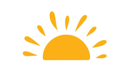 Yellow half sun icon in doodle style. Hand drawn sunset simple graphic symbol. Summer heat icon. Half round solar element. Vector illustration isolated on white background. - 617277182