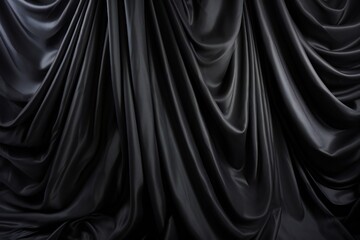 Fototapeta premium Black silk curtains textured wall backdrop Generative AI