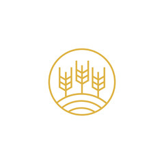 wheat farm line art style logo