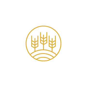 recommend clip art: wheat farm line art style logo