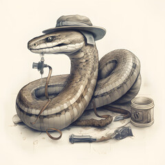 90s plumber snake image. Generative Ai