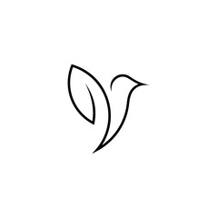 Bird and leaf abstract line style logo
