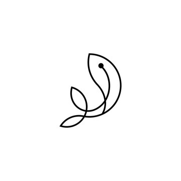Simple fish line art style logo