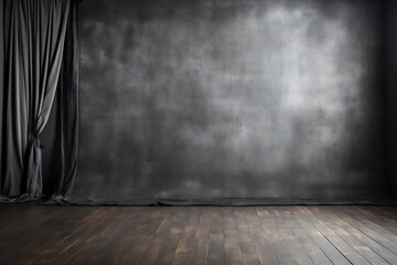 Blank dark gray studio backdrop Generative AI